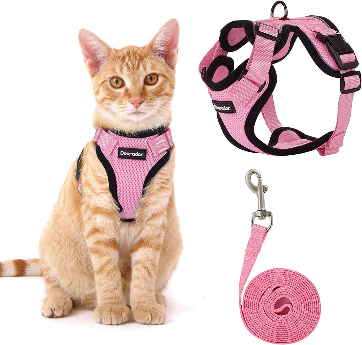 Reflective vest harness with adjustable lead, 3 sizes available