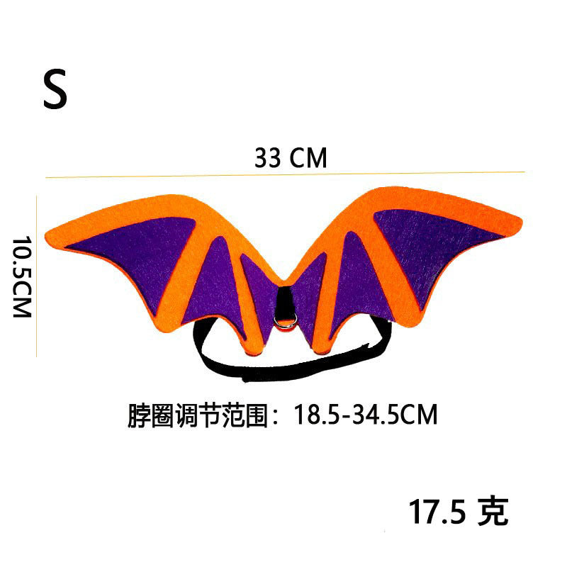 Halloween felt bat wings for dogs and cats in Black Wings Large, close-up detail