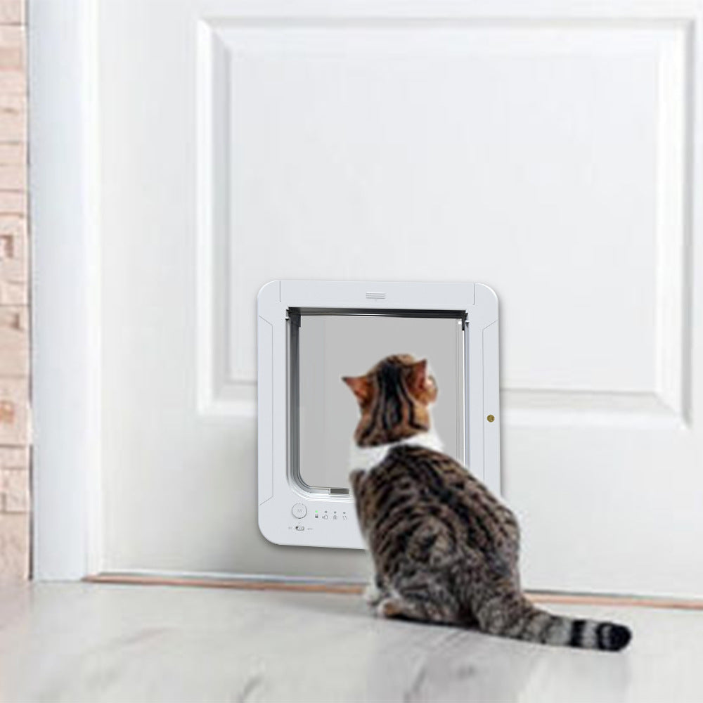 White sensor cat flap with tag keys and collars for selective entry, photo 2
