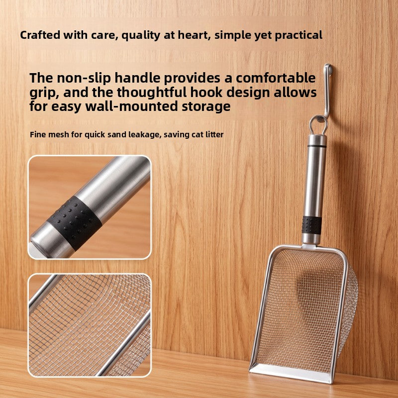 Stainless Steel Litter Scoop with Tube Handle for Cats and Small Pets