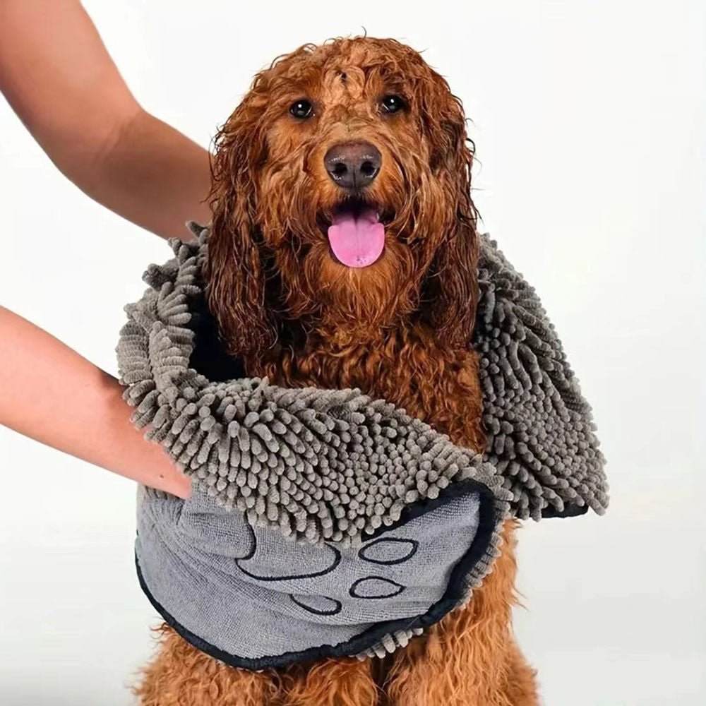 Quick-Dry Chenille Dog Bath Towel, Absorbent Microfibre for Pets