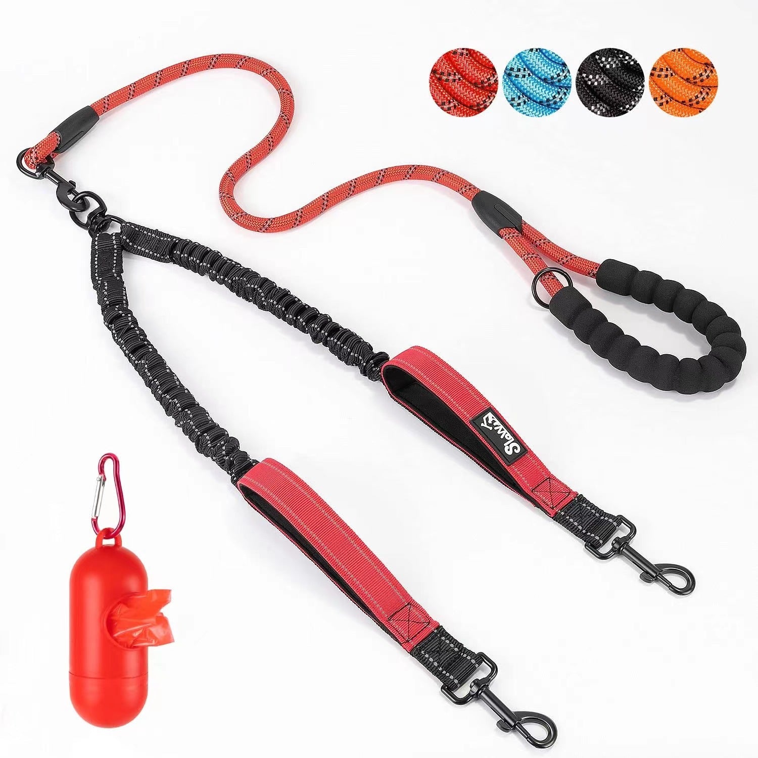 Double dog lead coupler in 4 colour options