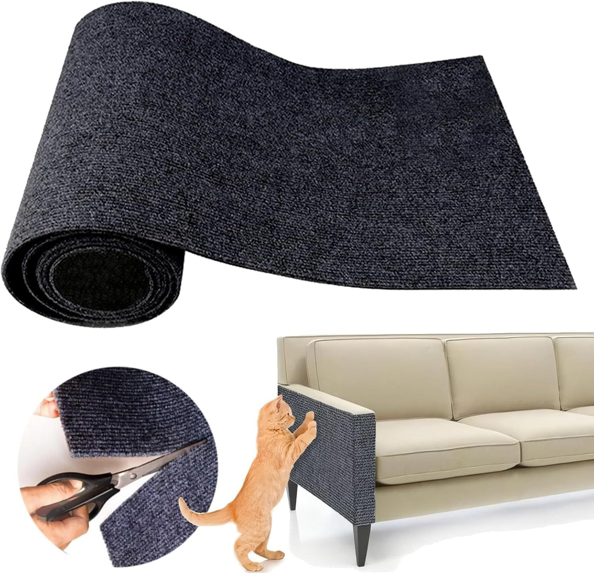 Light grey self-adhesive cat scratching mat for walls, photo 20