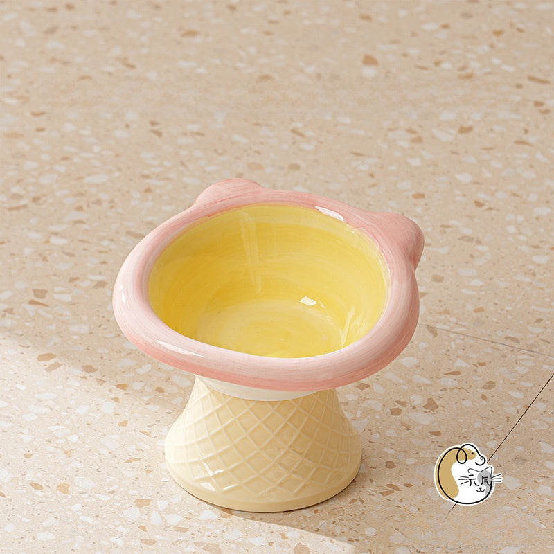 Ceramic Pet Food Bowl with Anti-Spill Design
