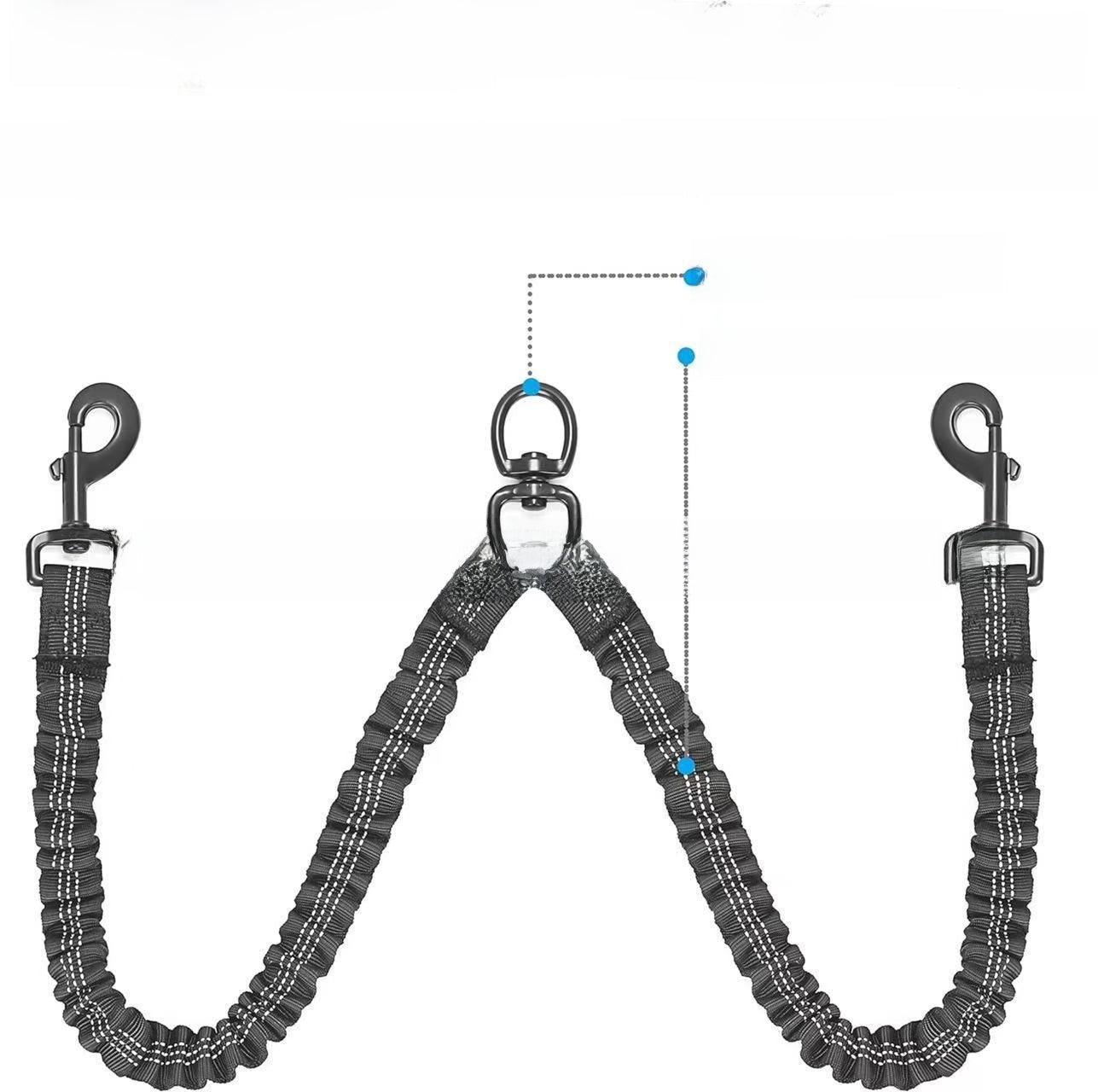 Double-ended nylon dog lead, close-up detail view from Pet Royale UK