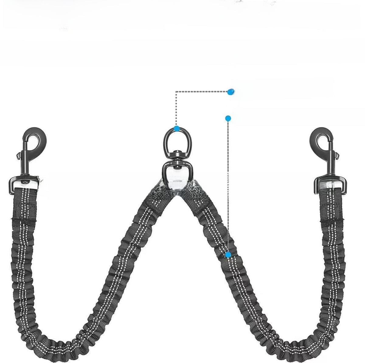 Double-ended nylon dog lead, close-up detail view from Pet Royale UK
