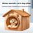 Warm brown semi enclosed flannel cat house, view 3