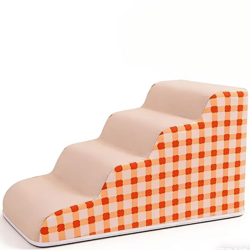 Bedside foam pet stairs with plaid cover, photo 4 of 11