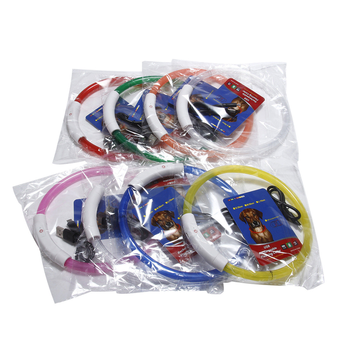 Cut to fit USB rechargeable LED pet collar glowing red