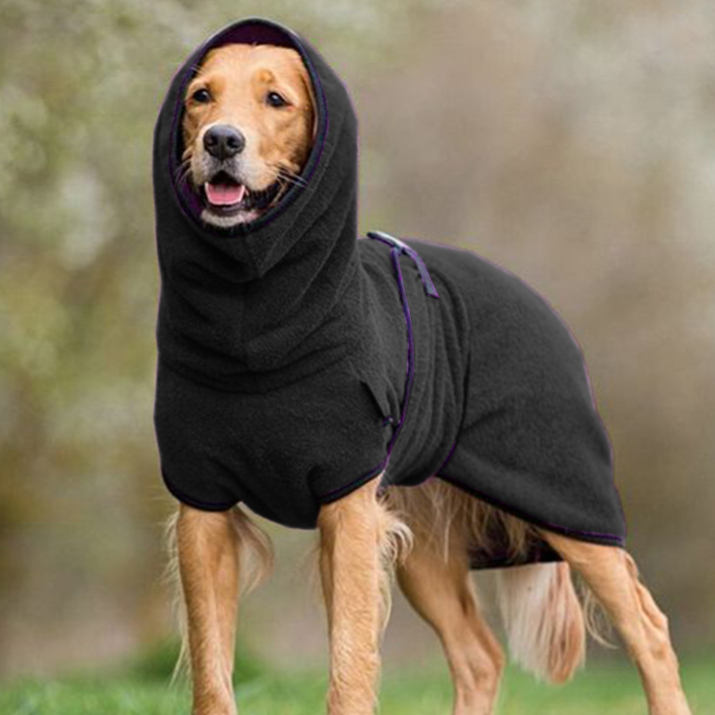 Polar fleece dog jumpers shown in seven colours