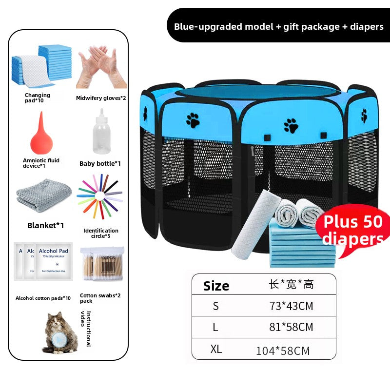 Grey enclosed pet whelping tent with removable pad, photo 41