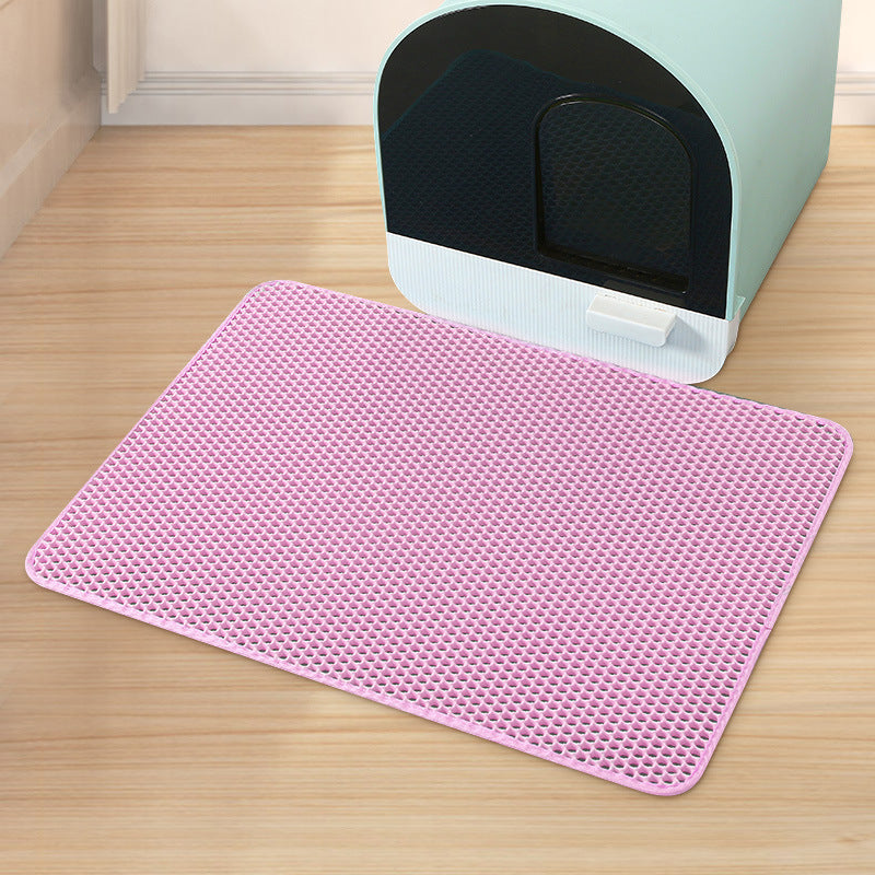 Washable EVA Cat Litter Mat, Double Layer with Non-Slip Base