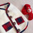 Christmas coral fleece pet vest with matching scarf in Navy Christmas Vest, side view