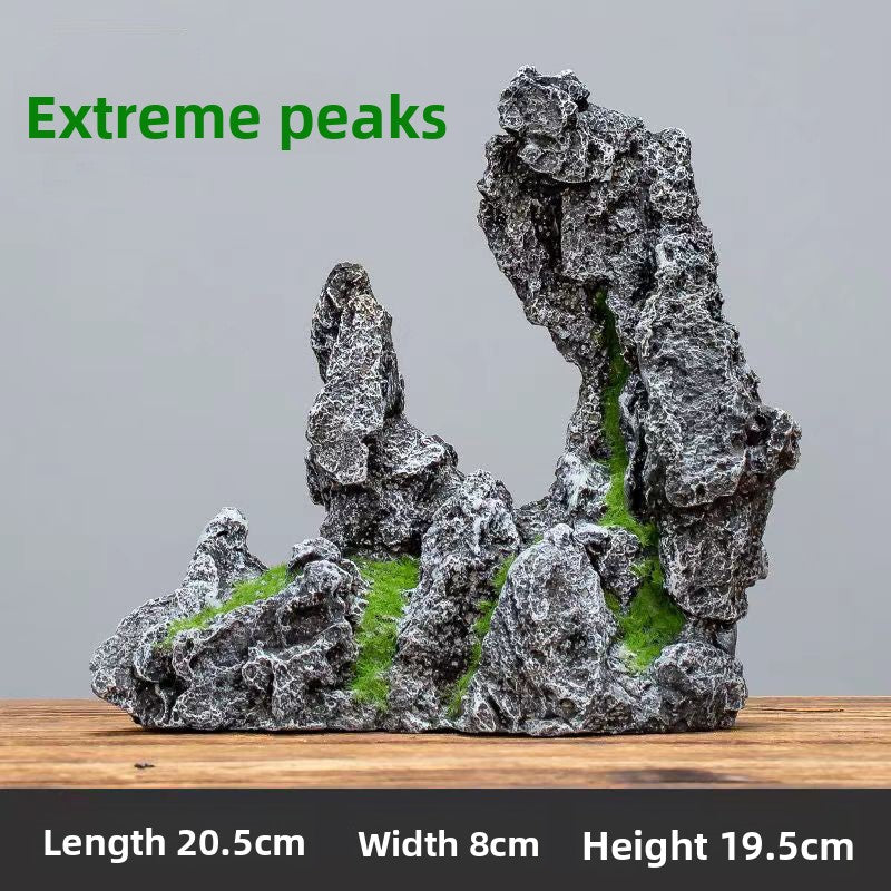 Stone rockery aquarium ornament shaped like mountain peaks