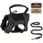 Black tactical cat harness with matching lead and embroidered patches