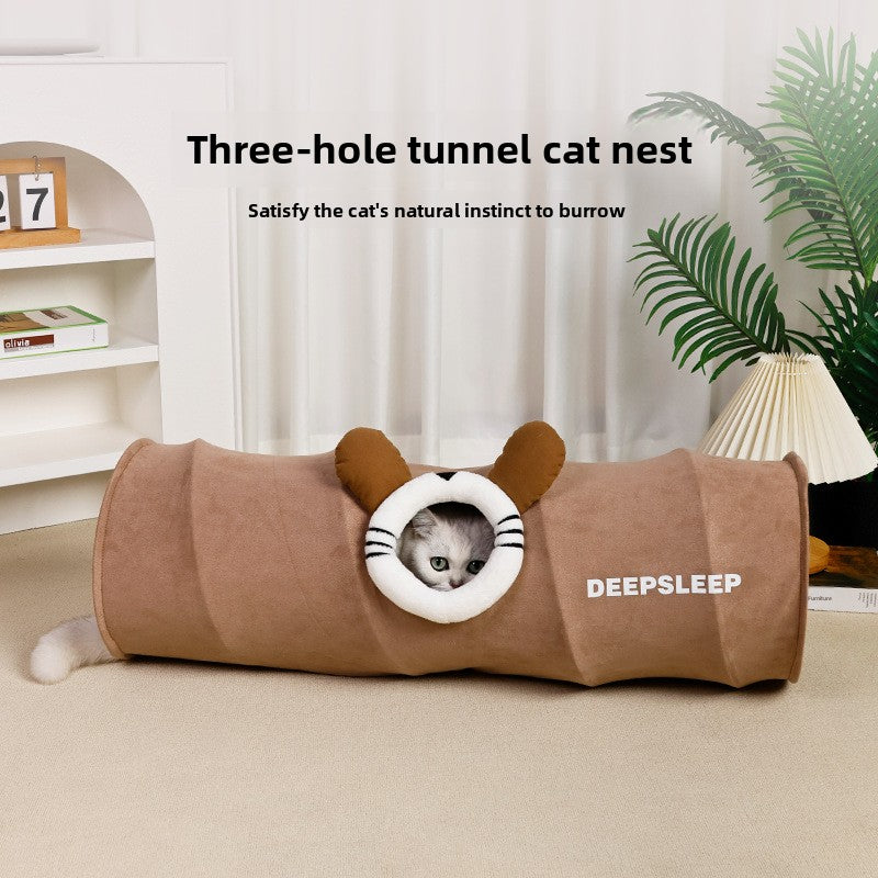 Crinkle cat tunnel toy with peek-a-boo holes, photo 1 of 13