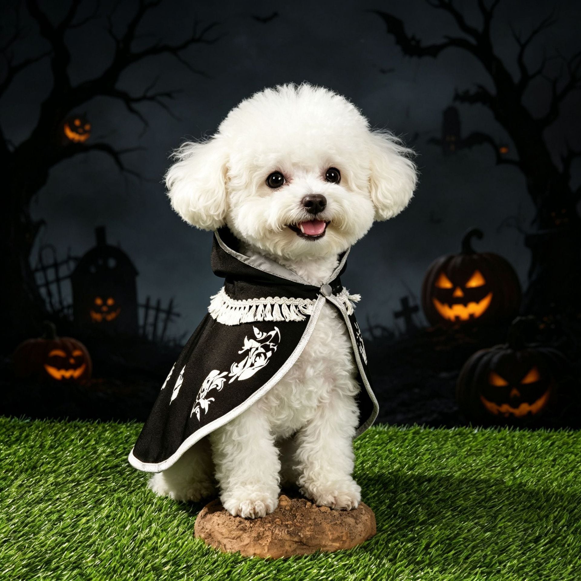 Black eagle feather print Halloween dog cape, in Black, sizes Small to 2XL, image 4