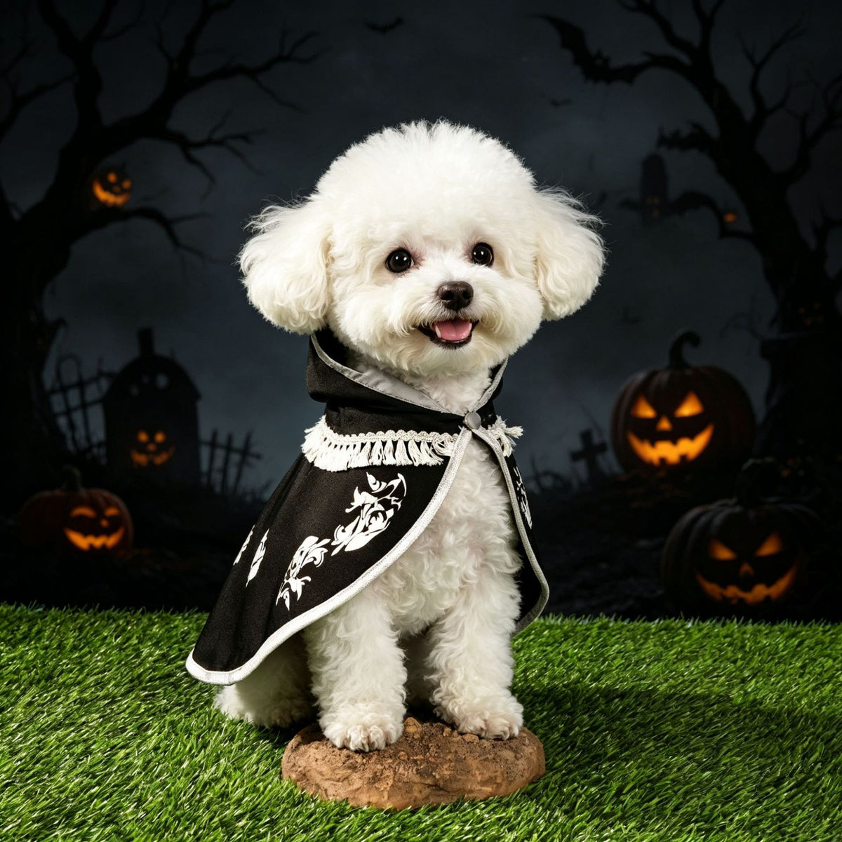 Black eagle feather print Halloween dog cape, in Black, sizes Small to 2XL, image 4