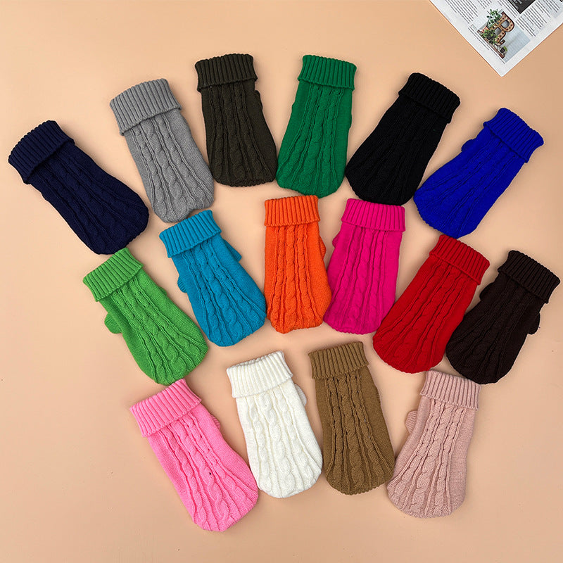 Thick acrylic cable knit dog jumper, available in 13 colours, image 1