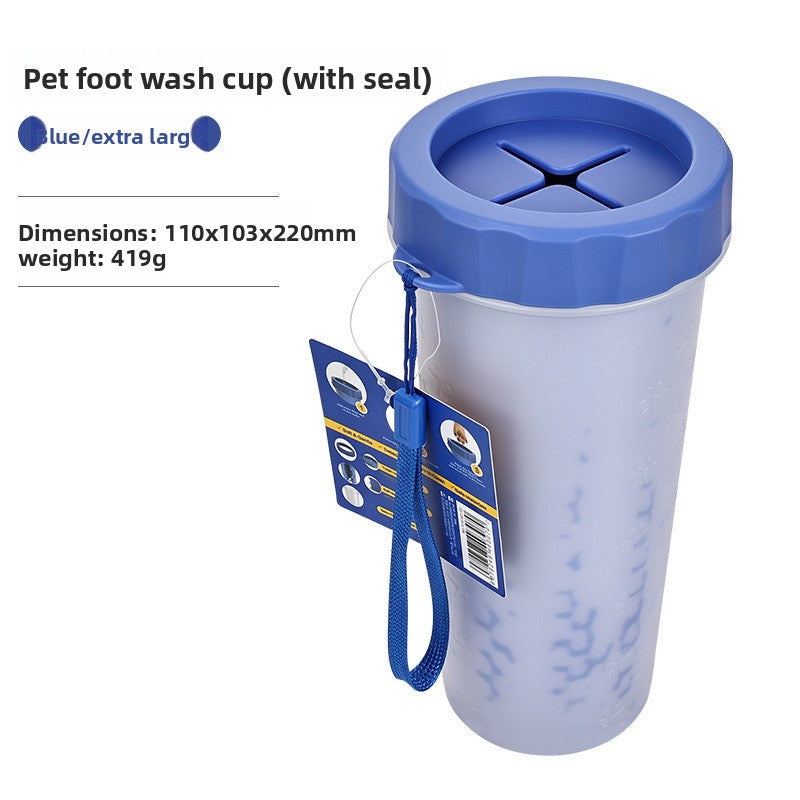 Deep Dog Paw Cleaner Cup with Soft Bristles, Towel Option