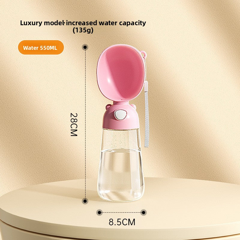 Portable Press-to-Fill Pet Water Cup with One-Hand Operation, 380ml and 550ml