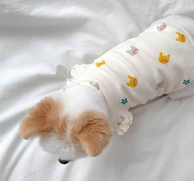 Lightweight flutter sleeve pet vests in pink and white