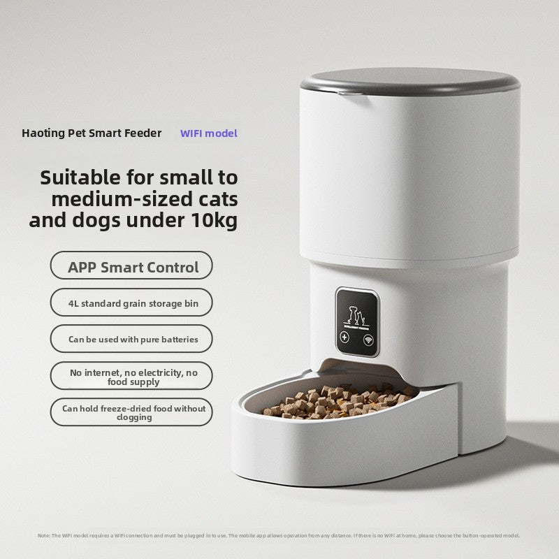 Automatic Pet Feeder with Wi-Fi Remote Control, Timed Feeding and Portion Control