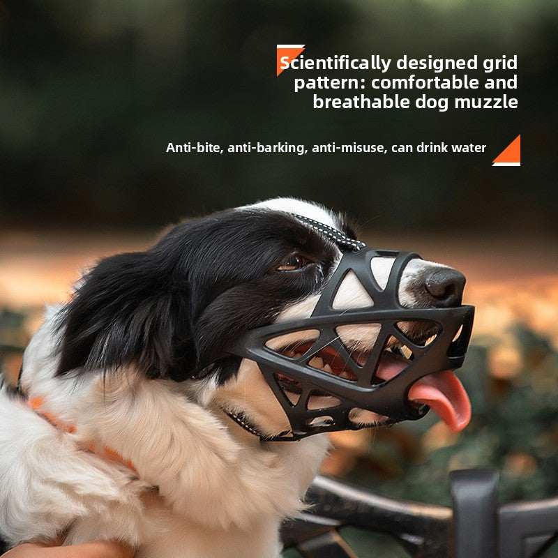 Black breathable TPR basket dog muzzle with buckle straps, product image 1