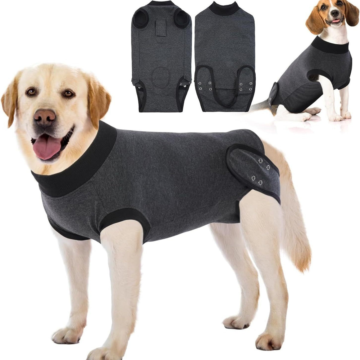 Grey full body dog suit, in Grey, sizes Extra Small to 2XL, image 1