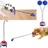 Squeaky tug ball dog toy with pull rope in blue