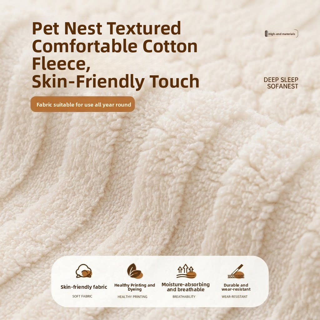 Soft anti-slip pet bed mat in beige for dogs and cats