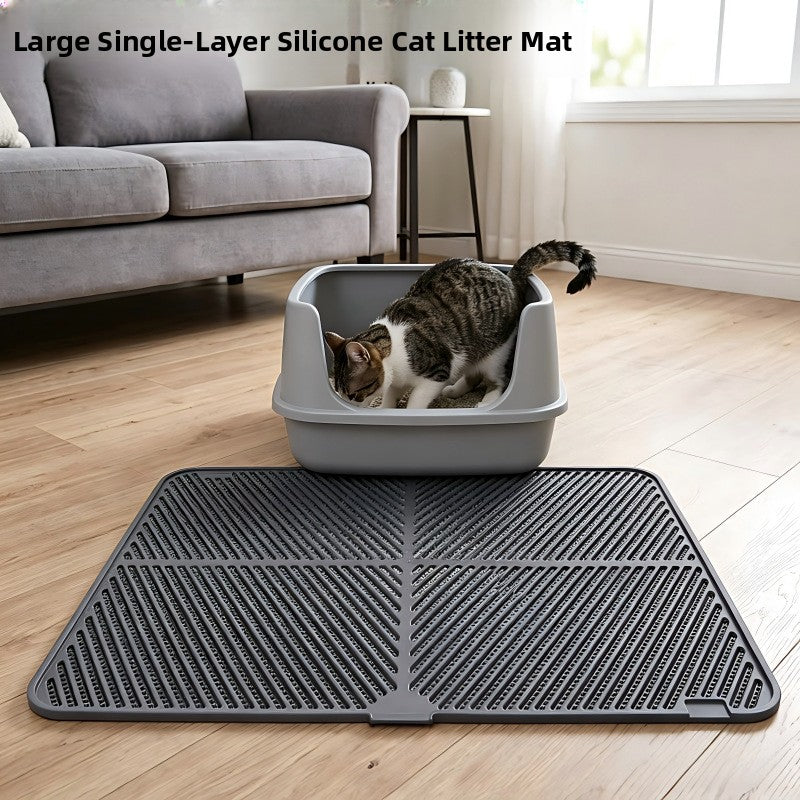 Foldable Non-Slip Silicone Cat Litter Mat, Easy to Clean