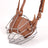 Brown leather dog muzzle with chrome frame in four sizes