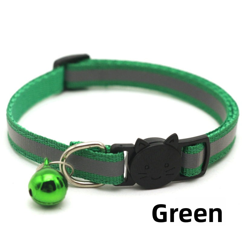 Striped reflective cat collar with bell, available from Pet Royale UK