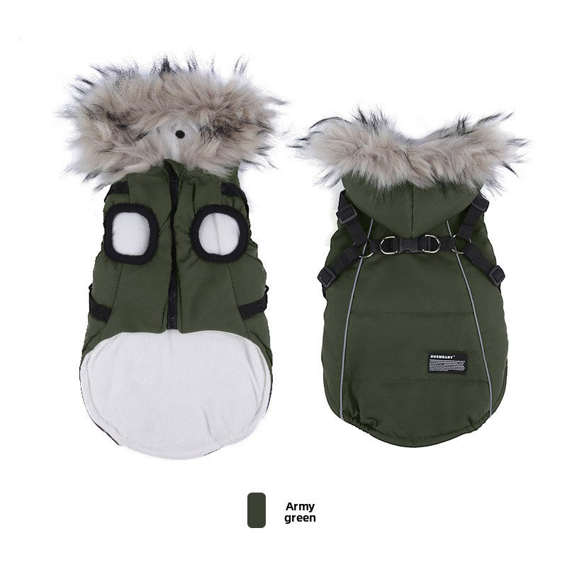 Padded dog coat with faux fur collar, available in 4 colours, image 13