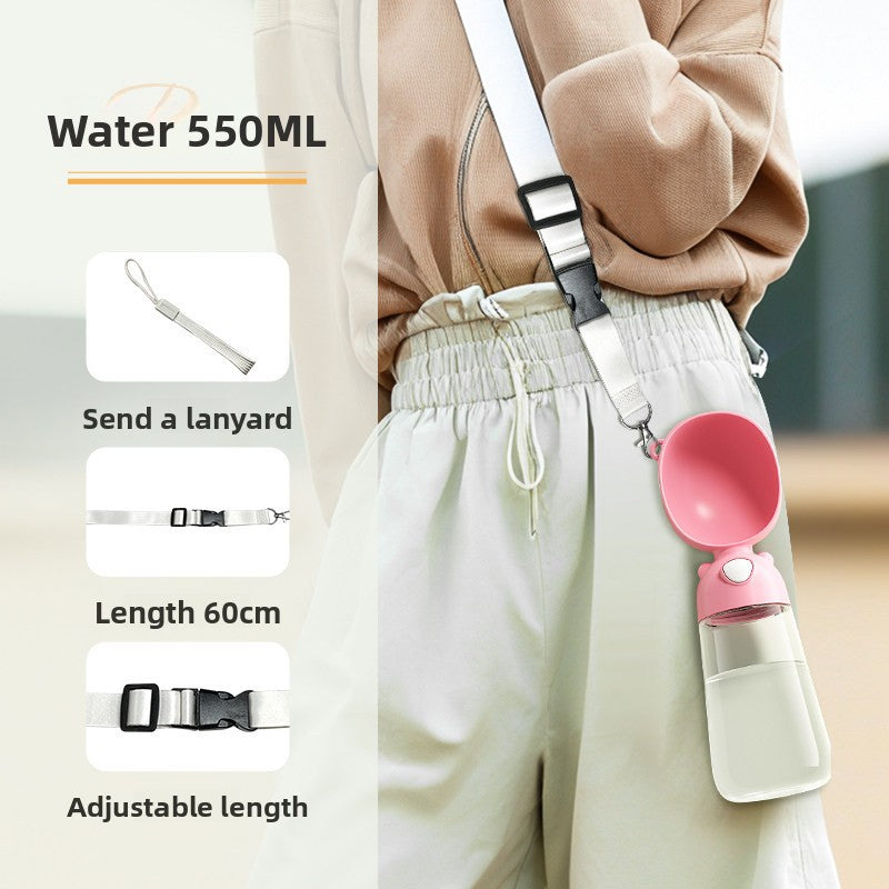 Portable dog water bottle cup with leakproof seal in Yellow Upgrade, side view