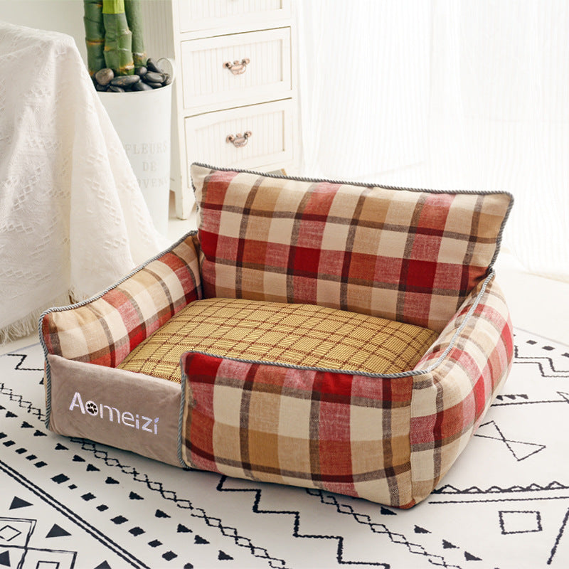 Check pattern pet nest bed with removable washable cover, photo 42 of 77