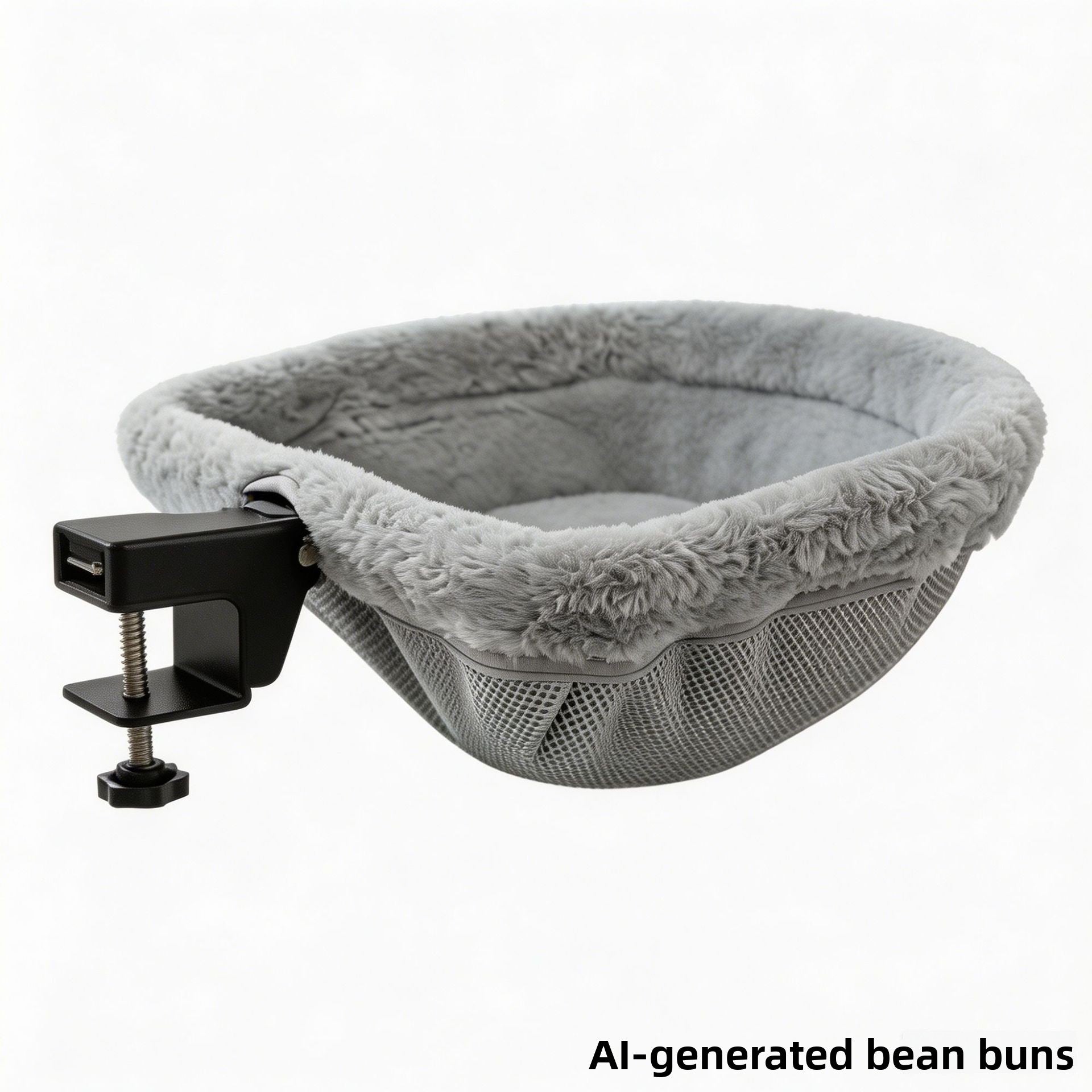 Clip-on desk cat hammock bed with soft plush and foldable frame, product image 4