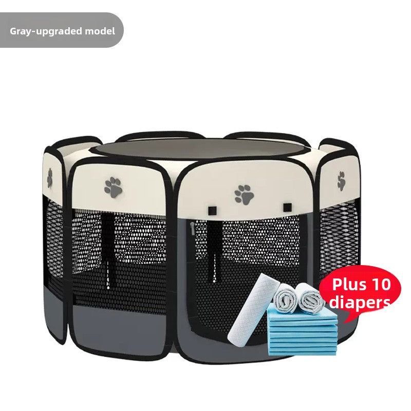 Grey enclosed pet whelping tent with removable pad, photo 48