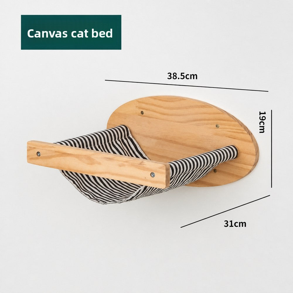 Wall-mounted wooden cat furniture with sisal, product detail photo