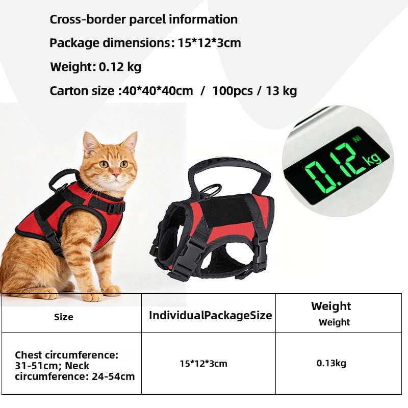 Breathable vest harness for small dogs and cats, product photo