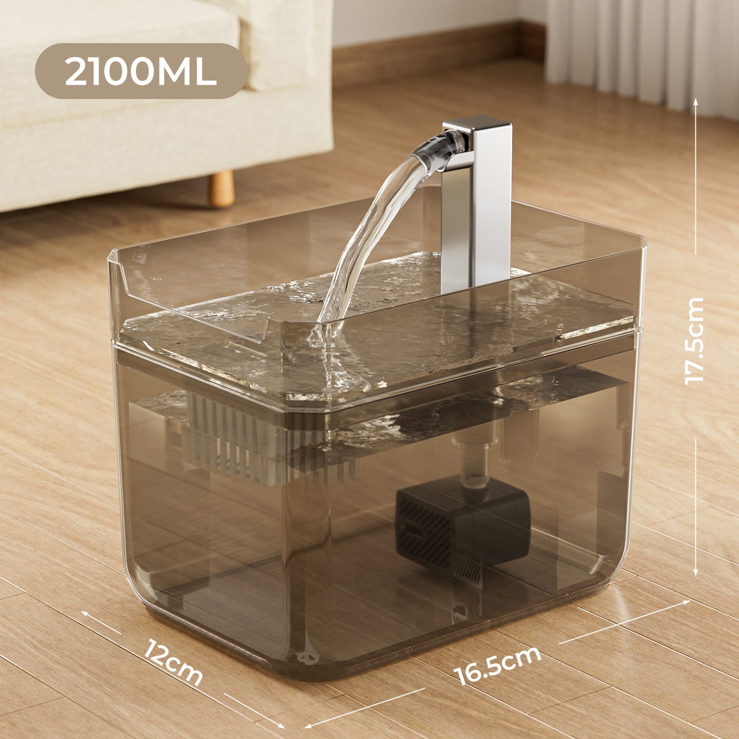 Silent Circulating Pet Water Dispenser with Filter Cotton, Large Capacity for Pets