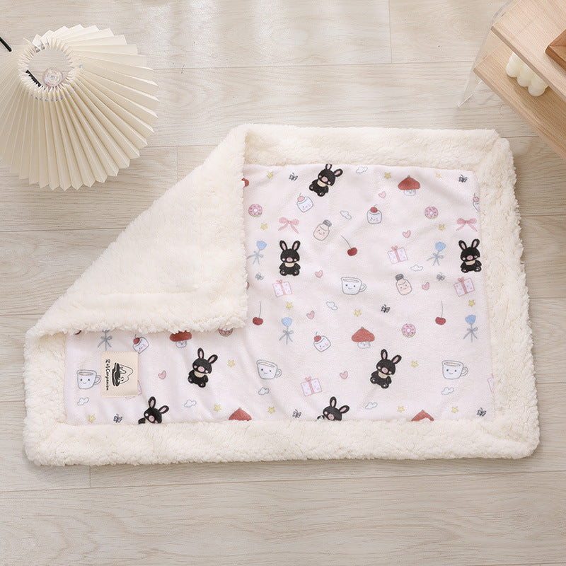 Orange check flannel blanket for dogs and cats