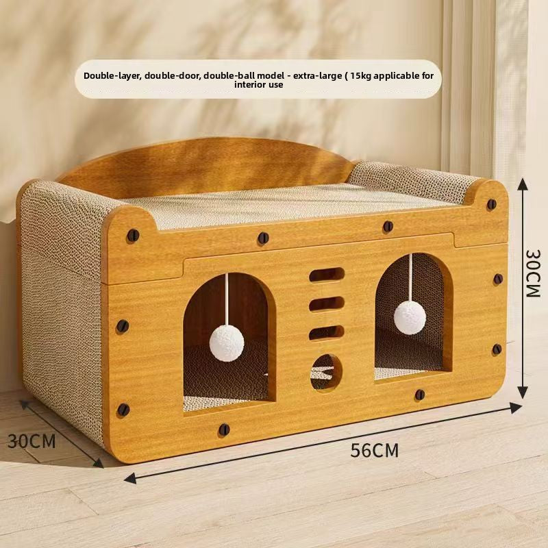 Cat bed with built-in corrugated cardboard scratching board, product image 6