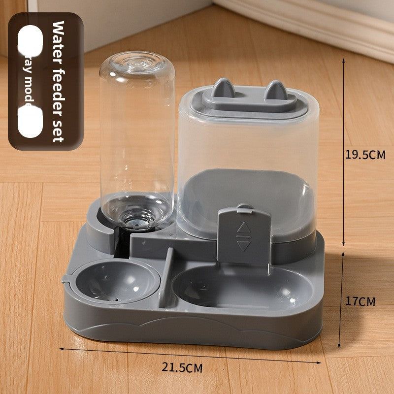 Dual-Compartment Pet Food Bowl with Automatic Water Refill Bottle and Leakproof Design