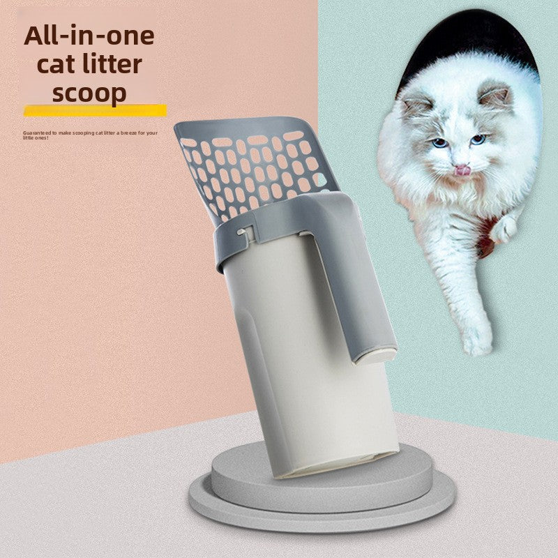 Cat Litter Scoop with Built-In Waste Bin and Storage