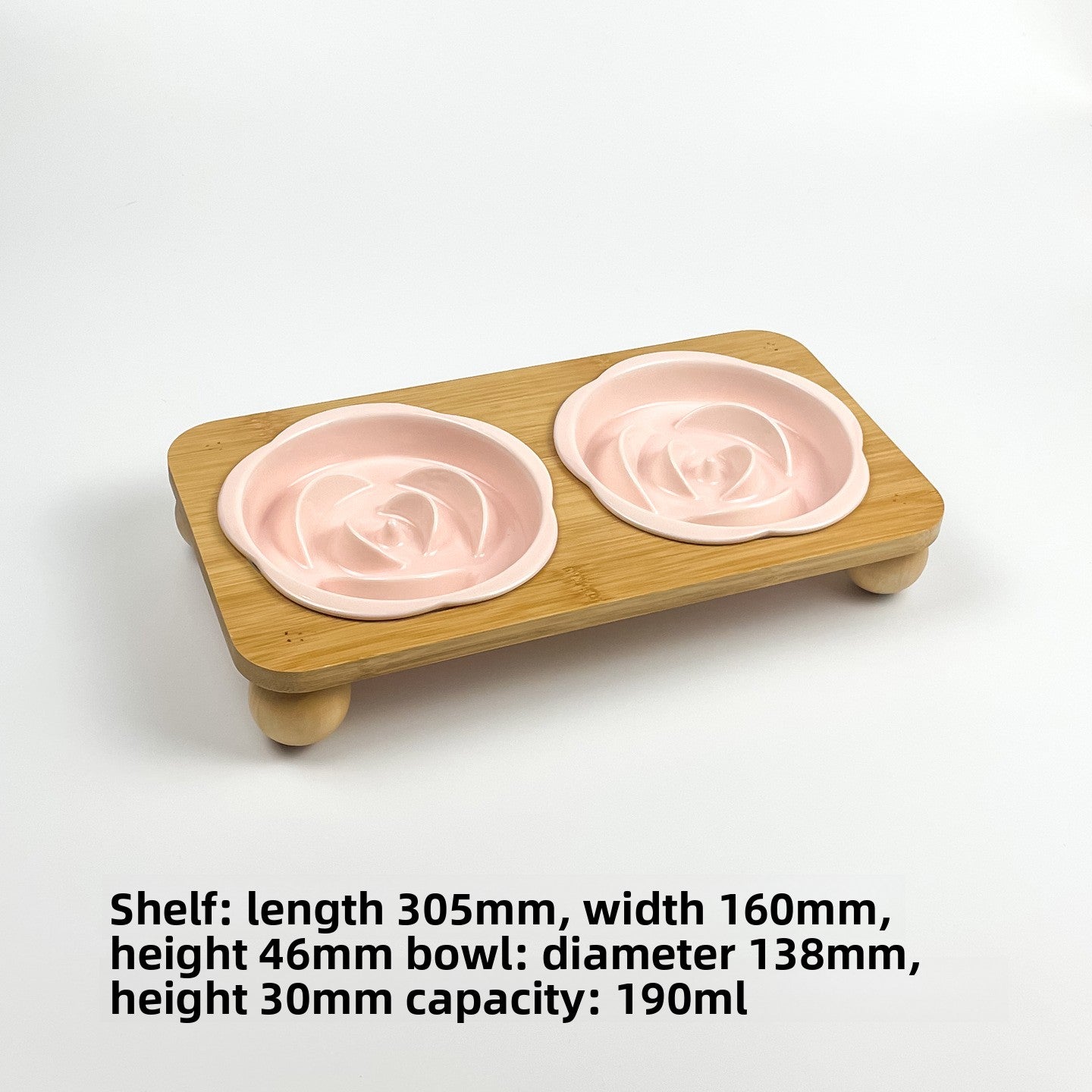Slanted Ceramic Cat Bowl with Flower Design and Optional Stand for Neck Comfort