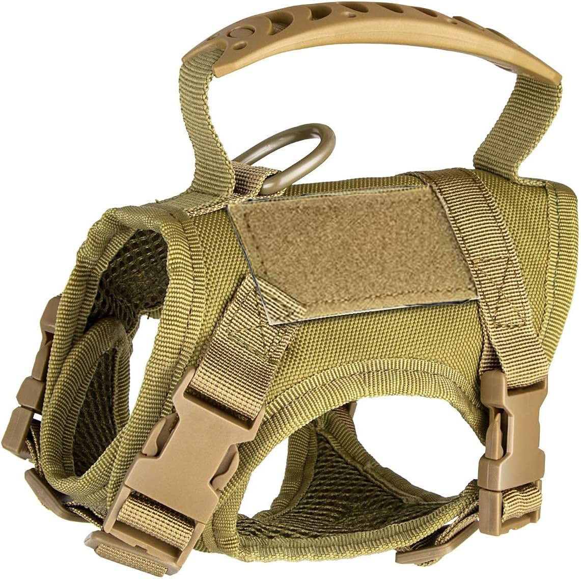 Tactical nylon vest harness for cats and small dogs in khaki