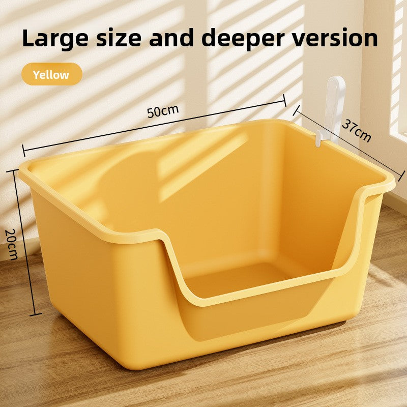 Extra Large Semi-Enclosed Cat Litter Box with Scoop, Thick PP