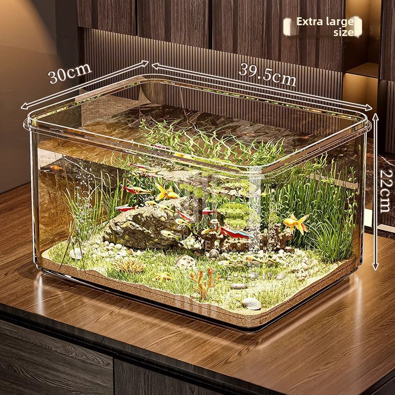 Clear shatterproof PET desktop fish tank for small fish, view 7
